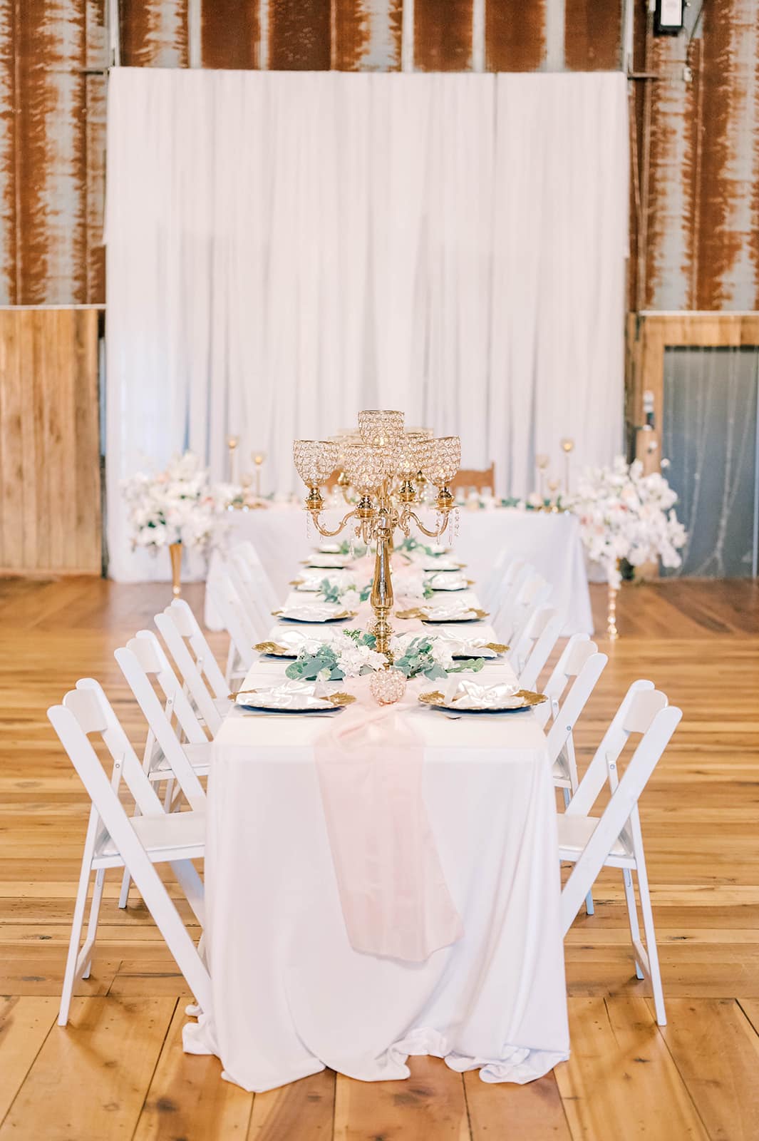 blush and gold wedding reception decor